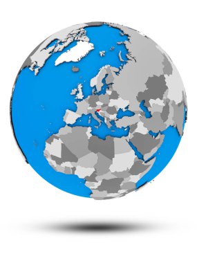 Slovenya ile gölge beyaz arka plan üzerinde izole siyasi dünya üzerinde. 3D çizim.