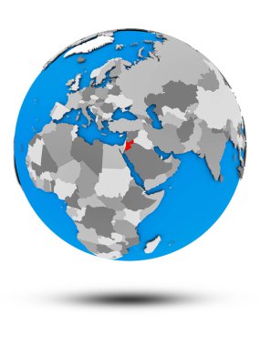 Jordan beyaz arka plan üzerinde izole gölge ile siyasi dünya üzerinde. 3D çizim.