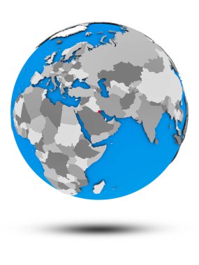 Kuveyt beyaz arka plan üzerinde izole gölge ile siyasi dünya üzerinde. 3D çizim.