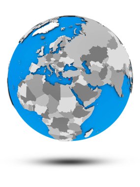 Kıbrıs siyasi Globe izole beyaz zemin üzerine gölge ile. 3D çizim.