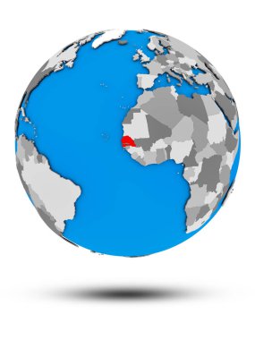 Senegal beyaz arka plan üzerinde izole gölge ile siyasi dünya üzerinde. 3D çizim.