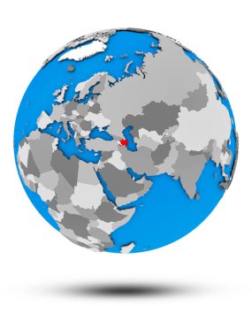 Azerbaycan siyasi Globe izole beyaz zemin üzerine gölge ile. 3D çizim.