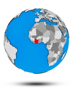 Fildişi Sahili ile gölge beyaz arka plan üzerinde izole siyasi dünya üzerinde. 3D çizim.