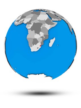 Svaziland beyaz arka plan üzerinde izole gölge ile siyasi dünya üzerinde. 3D çizim.