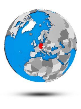 Almanya beyaz arka plan üzerinde izole gölge ile siyasi dünya üzerinde. 3D çizim.