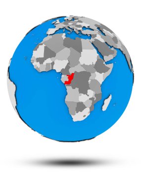 Kongo beyaz arka plan üzerinde izole gölge ile siyasi dünya üzerinde. 3D çizim.