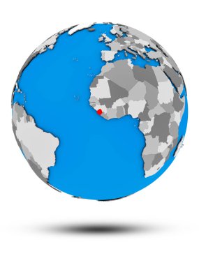 Sierra Leone beyaz arka plan üzerinde izole gölge ile siyasi dünya üzerinde. 3D çizim.