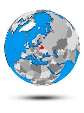 Beyaz arka plan üzerinde izole gölge ile siyasi dünya üzerinde Beyaz Rusya. 3D çizim.