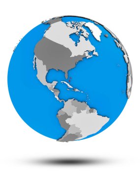 Bahamalar beyaz arka plan üzerinde izole gölge ile siyasi dünya üzerinde. 3D çizim.