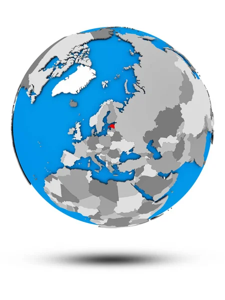 Estonia Political Globe Shadow Isolated White Background Illustration — Stock Photo, Image