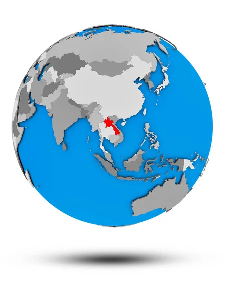 Лаос Політичні Земної Кулі Тінню Ізольовані Білому Тлі Ілюстрація — стокове фото