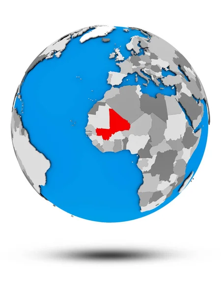 Мали Политическом Глобусе Тенью Изолированы Белом Фоне Иллюстрация — стоковое фото