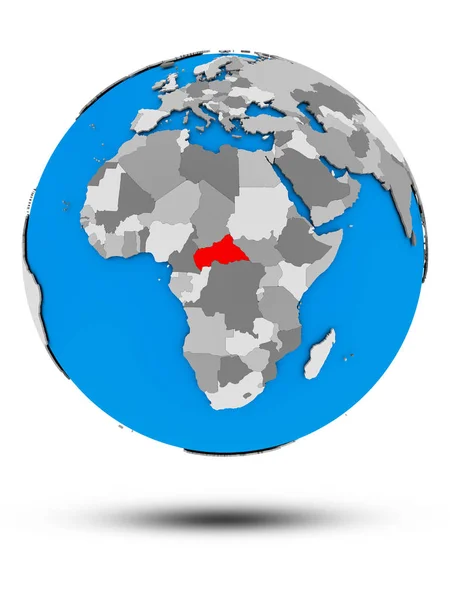 中部非洲在政治地球与阴影被隔绝在白色背景 — 图库照片