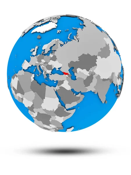 Грузия Политическом Глобусе Тенью Изолированы Белом Фоне Иллюстрация — стоковое фото