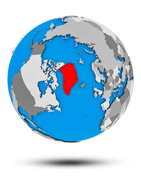Grenlandii Globus Polityczny Cienia Białym Tle Ilustracja — Zdjęcie stockowe