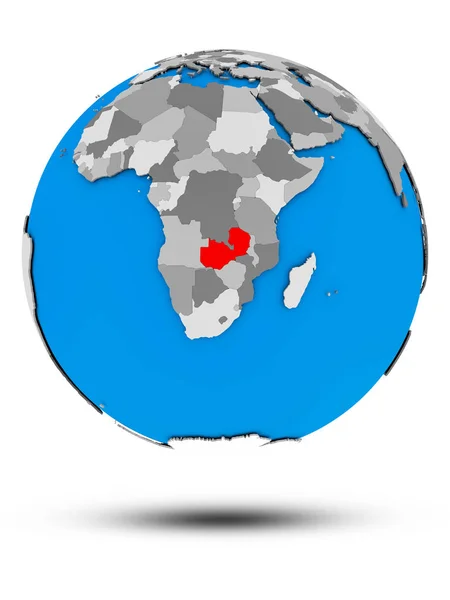 Zambiya Beyaz Arka Plan Üzerinde Izole Gölge Ile Siyasi Dünya — Stok fotoğraf