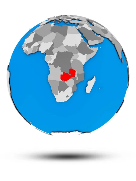 ザンビアは 白い背景で隔離の影で政治の世界に イラストレーション — ストック写真