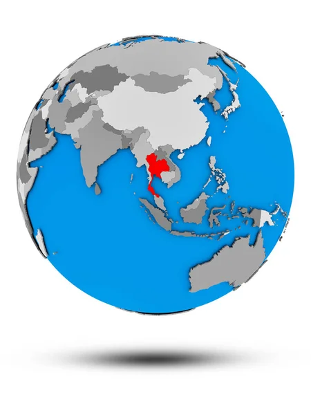 Таїланд Політичні Земної Кулі Тінню Ізольовані Білому Тлі Ілюстрація — стокове фото
