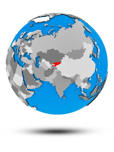 Kyrgyzstán Politické Globe Stínem Izolovaných Bílém Pozadí Obrázek — Stock fotografie