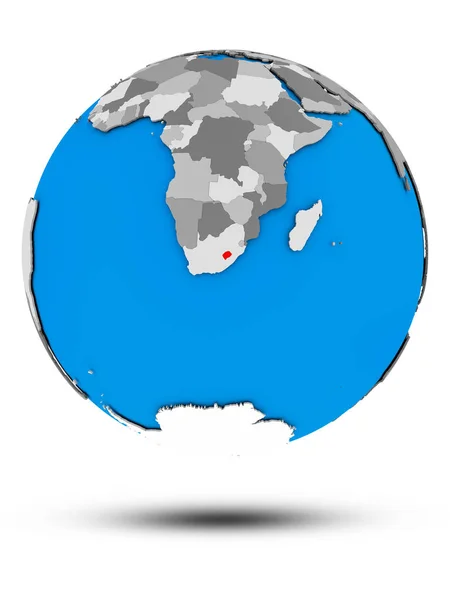 莱索托在政治地球与阴影被隔绝在白色背景 — 图库照片