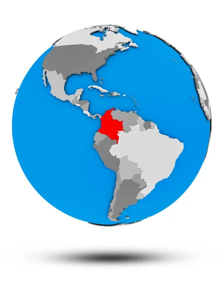 Колумбія Політичні Земної Кулі Тінню Ізольовані Білому Тлі Ілюстрація — стокове фото