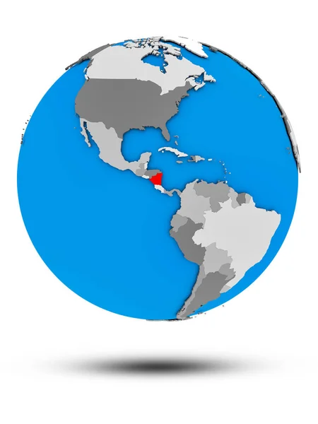 Nikaragua Politické Globe Stínem Izolovaných Bílém Pozadí Obrázek — Stock fotografie