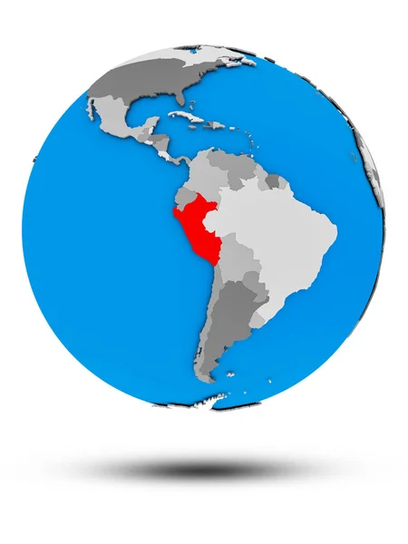 Peru Globus Polityczny Cienia Białym Tle Ilustracja — Zdjęcie stockowe