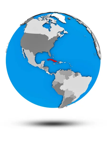 Куба Политическом Глобусе Тенью Изолированы Белом Фоне Иллюстрация — стоковое фото