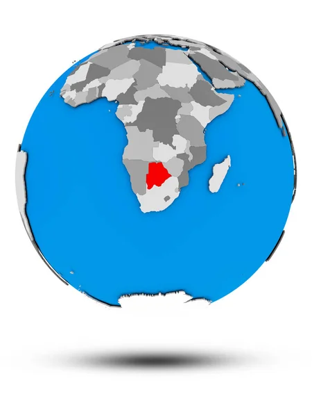 Ботсвана Політичні Земної Кулі Тінню Ізольовані Білому Тлі Ілюстрація — стокове фото