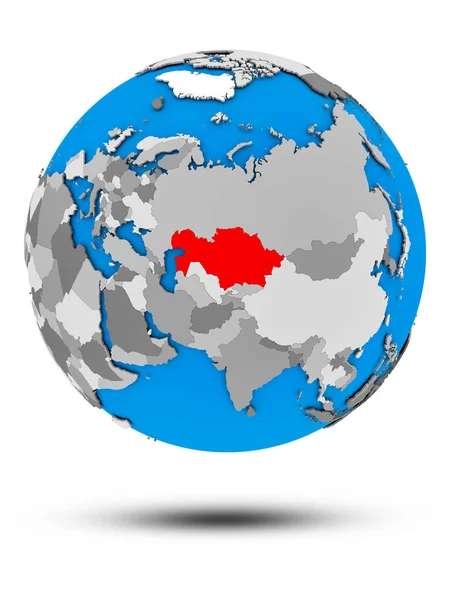 Kazachstán Politické Globe Stínem Izolovaných Bílém Pozadí Obrázek — Stock fotografie
