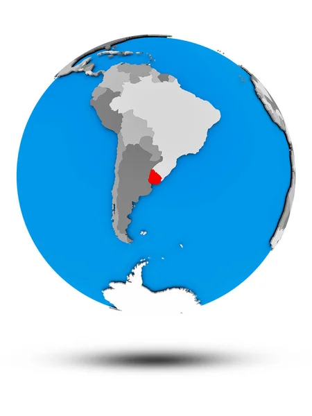 Urugwaj Globus Polityczny Cienia Białym Tle Ilustracja — Zdjęcie stockowe