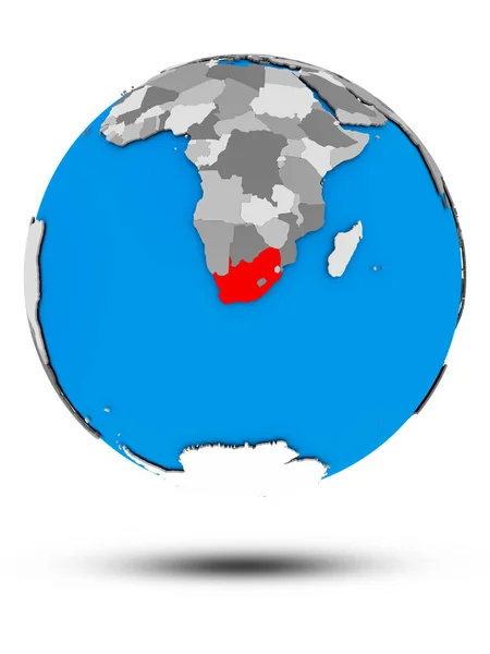 Южная Африка Политическом Глобусе Тенью Изолированы Белом Фоне Иллюстрация — стоковое фото