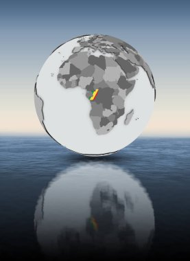 Kongo dünya su üstünde bayrağı ile. 3D çizim.