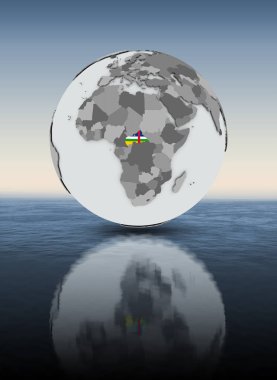 Orta Afrika Dünya su üstünde bayrağı ile. 3D çizim.