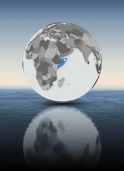 Somalia Mit Flagge Auf Globus Über Wasser Illustration — Stockfoto