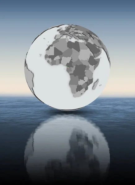 地球は水の上に旗を赤道ギニア イラストレーション — ストック写真