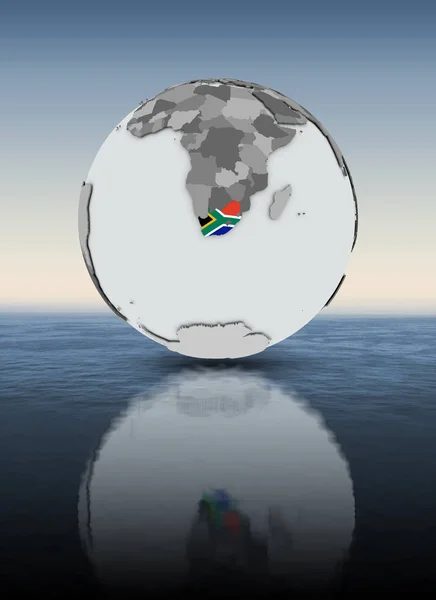 Sudáfrica Con Bandera Globo Sobre Agua Ilustración —  Fotos de Stock