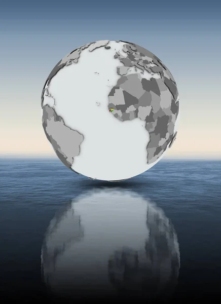 地球は水の上に旗のギニア ビサウ イラストレーション — ストック写真