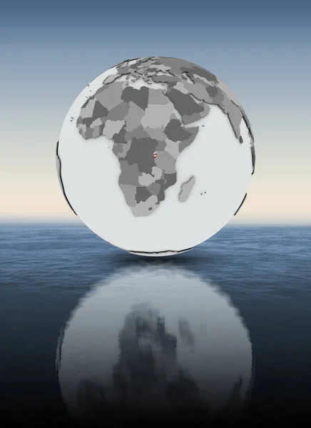 Burundi Med Flagga Globe Ovanför Vattenytan Illustration — Stockfoto