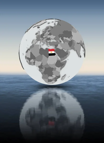 Ägypten Mit Flagge Auf Globus Über Wasser Illustration — Stockfoto