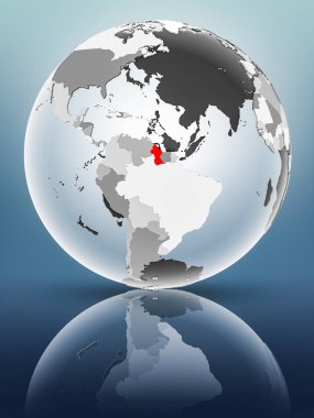 Yarı saydam okyanus parlak yüzeyi ile Guyana dünya üzerinde. 3D çizim.