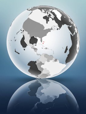 Yarı saydam okyanus parlak yüzeyi ile Bahamalar dünya üzerinde. 3D çizim.