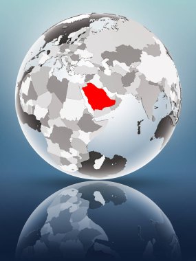 Suudi Arabistan ile parlak yüzeyi saydam okyanusların dünya üzerinde. 3D çizim.