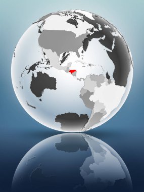 Yarı saydam okyanus parlak yüzeyi ile Honduras dünya üzerinde. 3D çizim.