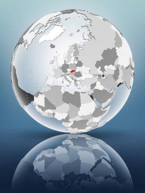 Yarı saydam okyanus parlak yüzeyi ile Slovakya dünya üzerinde. 3D çizim.
