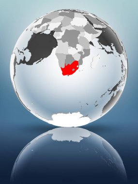 Yarı saydam okyanus parlak yüzeyi ile Güney Afrika Dünya üzerinde. 3D çizim.