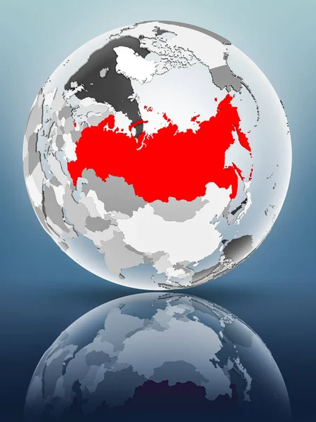 Ryssland Jordglob Med Genomskinlig Oceaner Blank Yta Illustration — Stockfoto