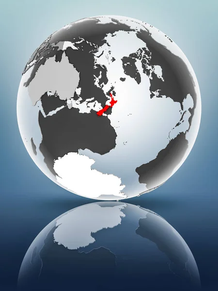 Нова Зеландія Земній Кулі Напівпрозорого Океани Блискучі Поверхні Ілюстрація — стокове фото