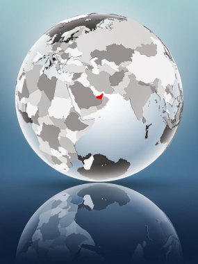 Yarı saydam okyanus parlak yüzeyi ile Birleşik Arap Emirlikleri dünya üzerinde. 3D çizim.