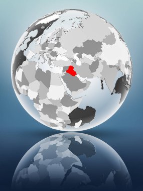 Yarı saydam okyanus parlak yüzeyi ile Irak Dünya üzerinde. 3D çizim.